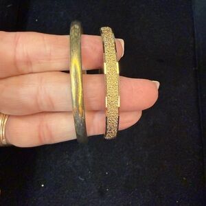 Monet Gold and Silver Textured Bracelet Duo